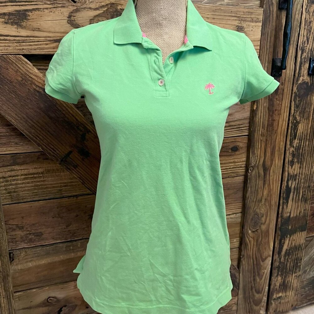 Lily Pulitzer Womens Small Lime Green Island Polo Shirt